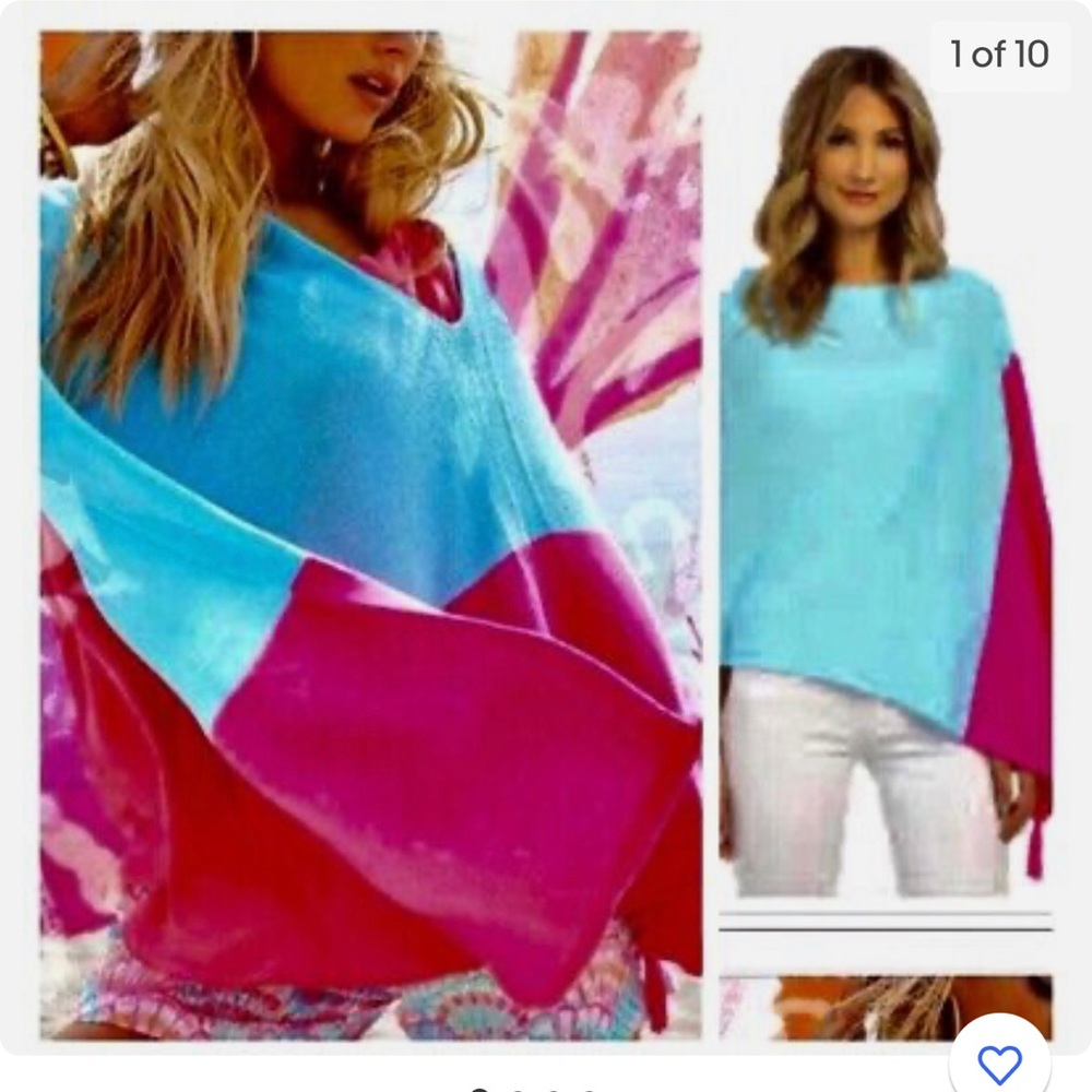 NWT Lillly Pulitzer Kinnon wrap Breakwater B resort Colorblock poncho pullover